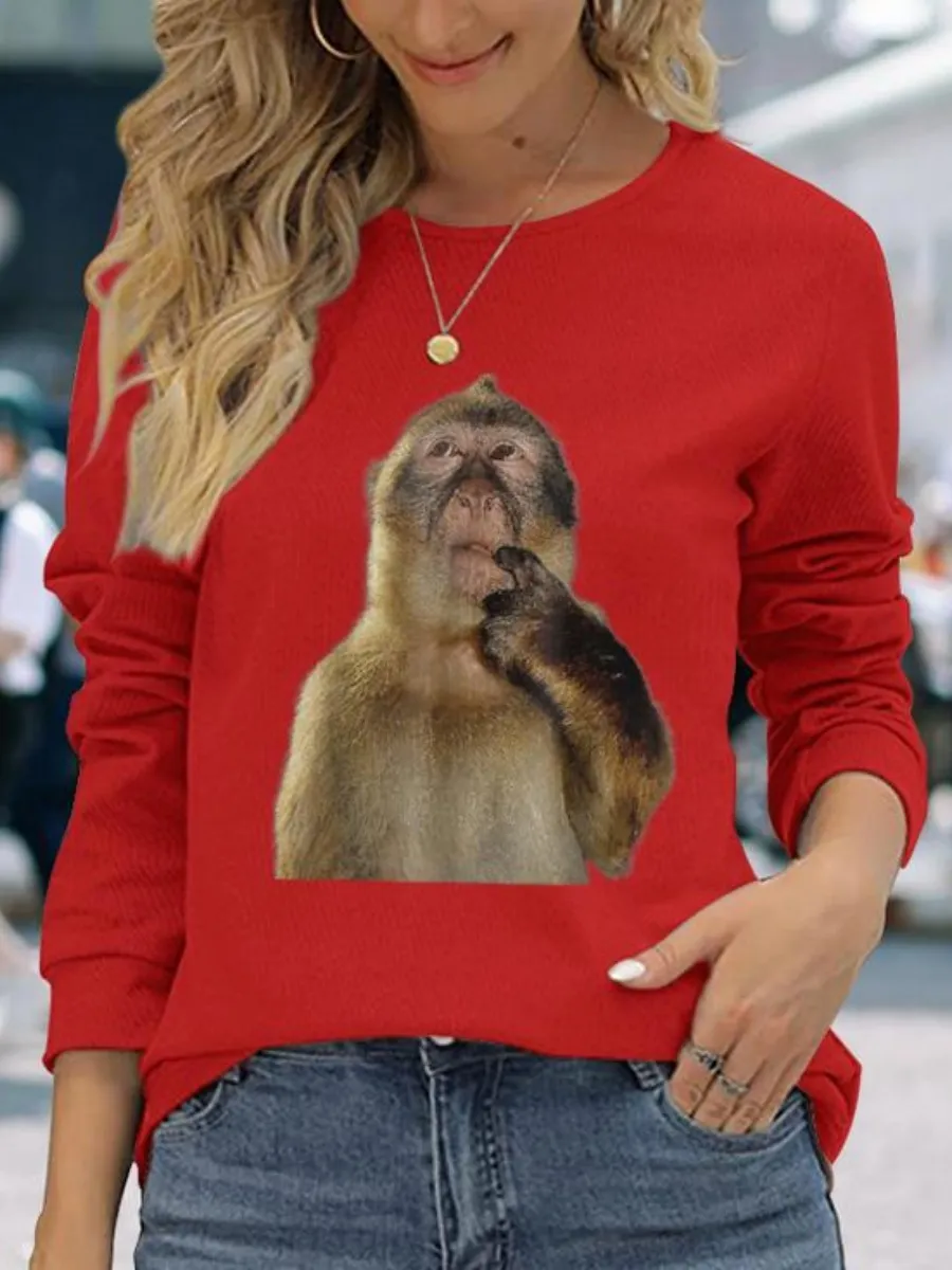Monkey Printed Casual T-Shirt
