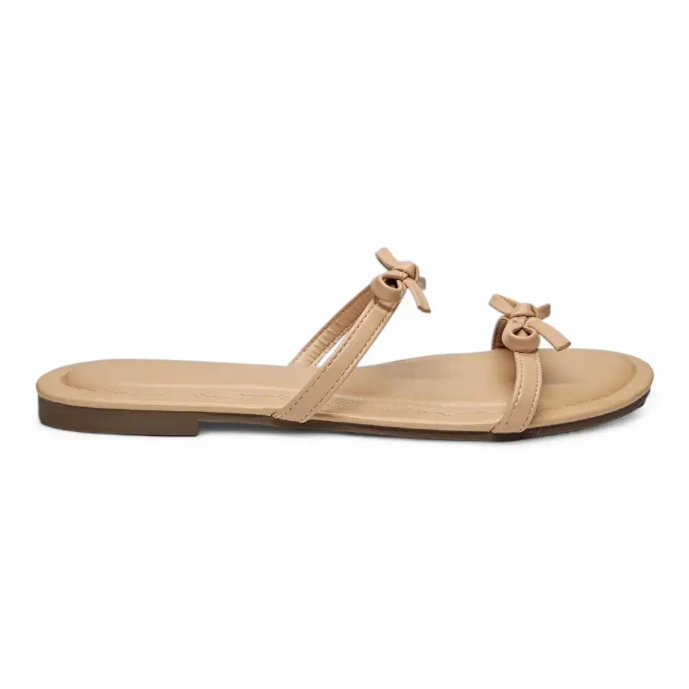 Wallet Double Bow Strap Slide Sandal