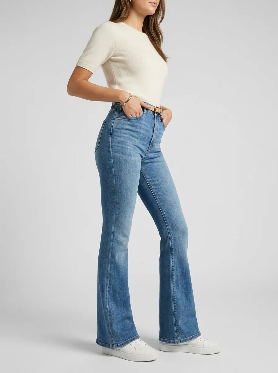 Elegant Refined Women's High-Waist Stretch Flare Jeans