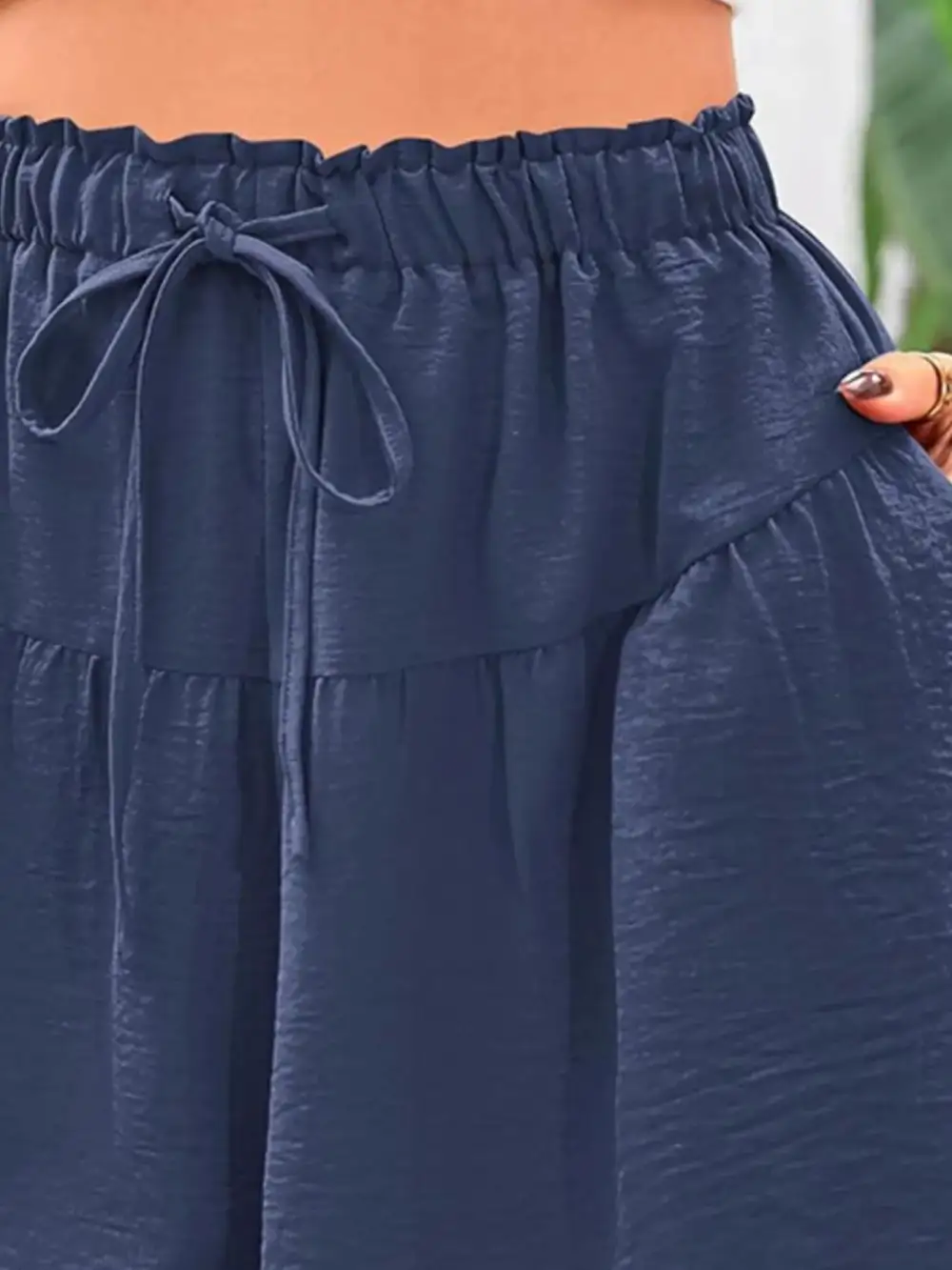 Casual Drawstring High Waist Relaxed Plus Shorts