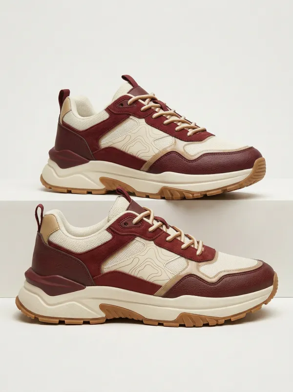 Chunky-Sole Low-Top Contour Pattern Sneakers