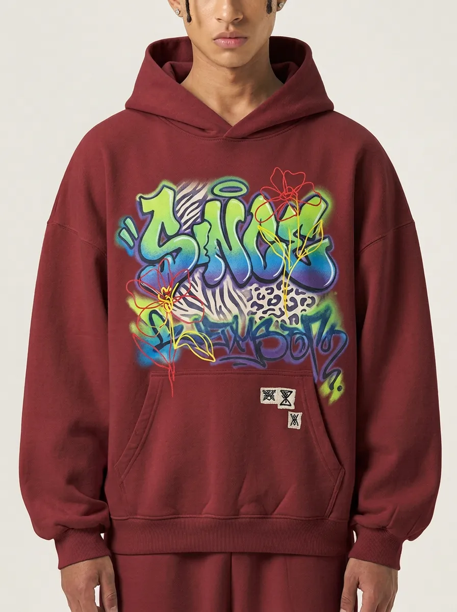 Unisex Streetwear Graffiti Floral Animal Print Graphic Statement Graphic Hoodie