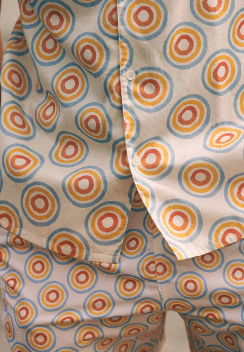 Retro Circle Print Short Sleeve Camp Collar Shirt