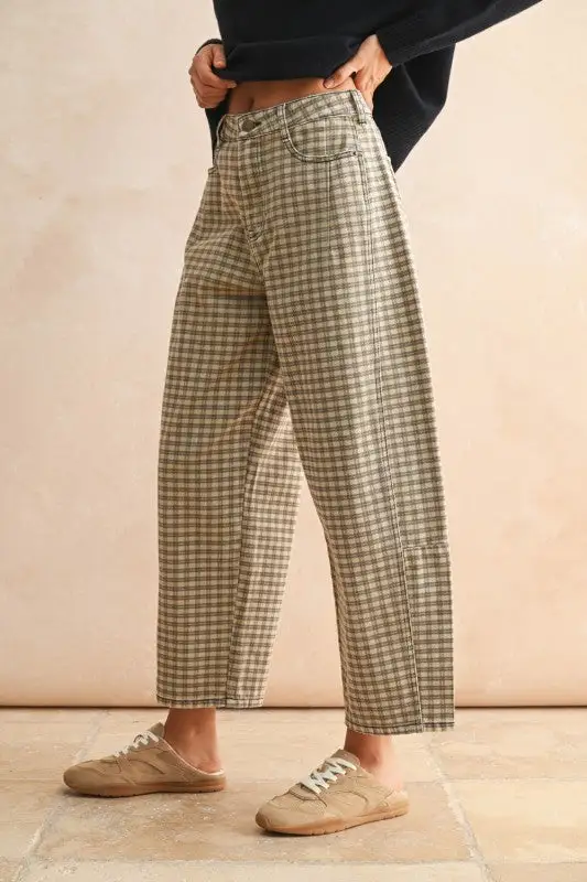 Mini Checker Barrel Pants