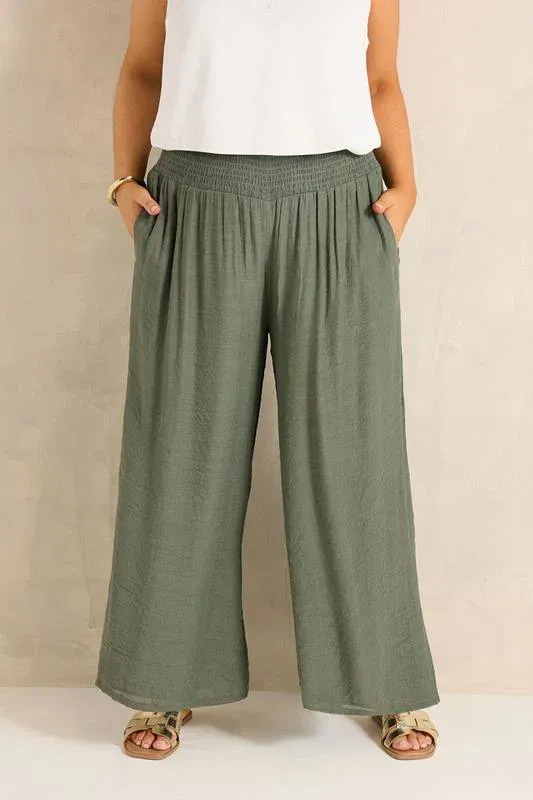 Khaki Green Wide Leg Trouser