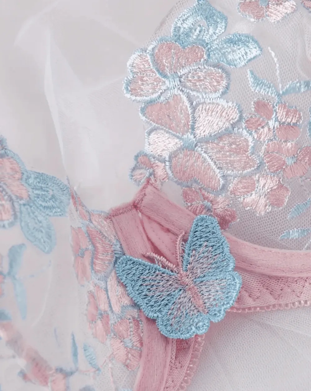 Modern Butterfly Embroidered Lingerie Set