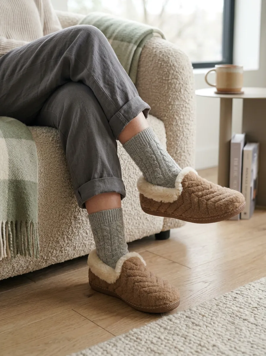 Core Quilted Winter Edit Unisex Warm Wool Shoes