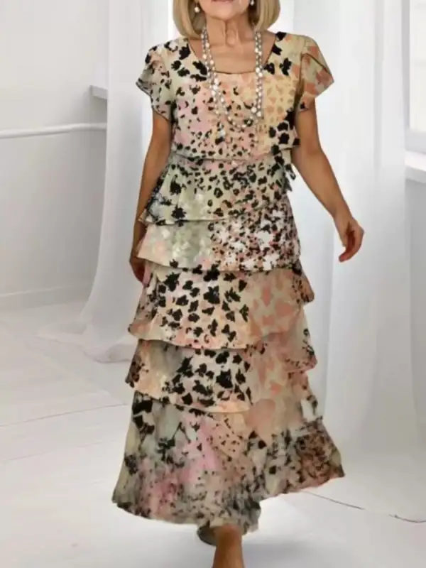 Printed Ruffle Maxi Dress