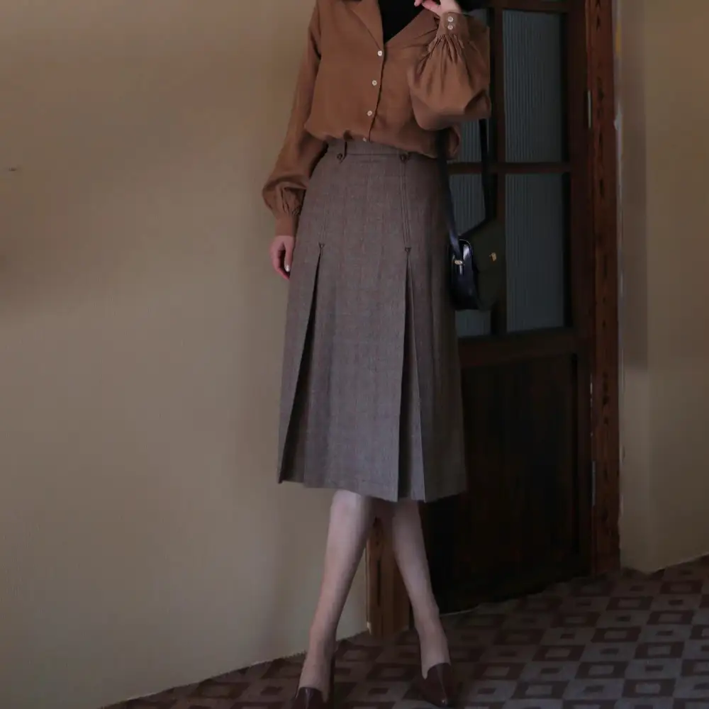 Smooth Commuter Everyday Casual Plaid Skirt