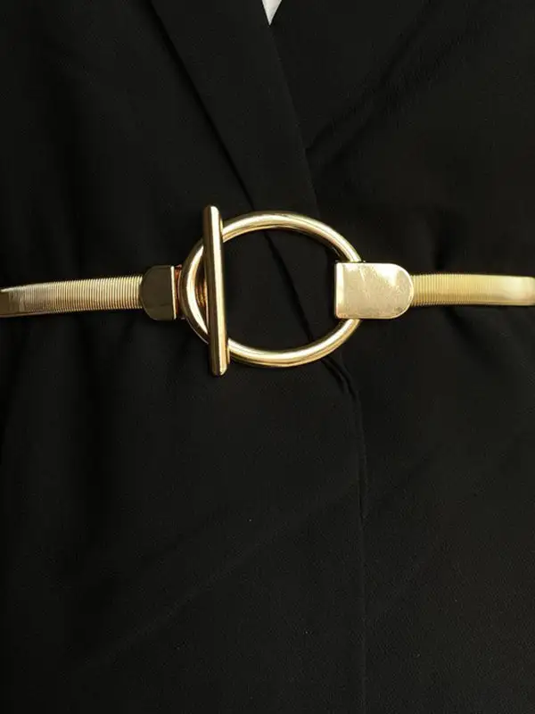 Pleated Geometric Buckle Belt