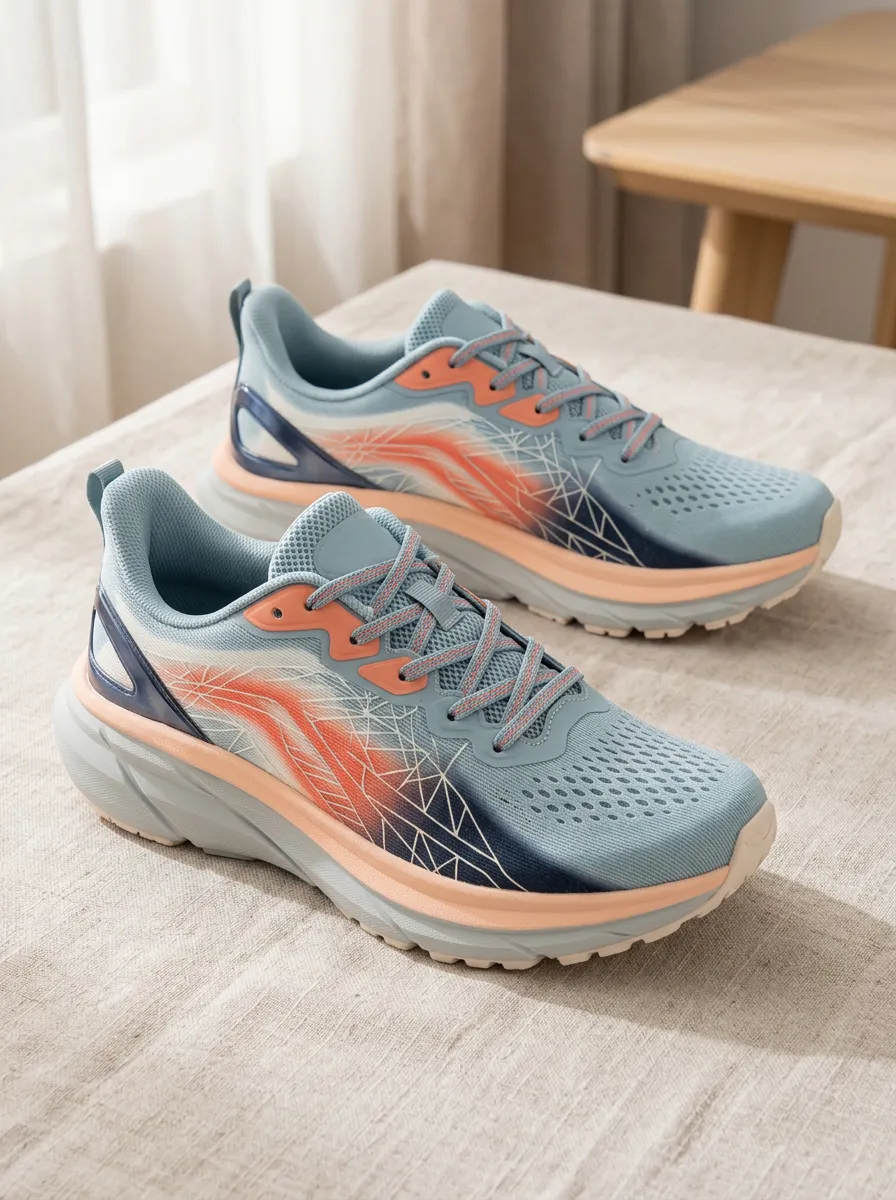 Women's Motion Peach Geometric Pattern Printed Running Shoes Sneakers