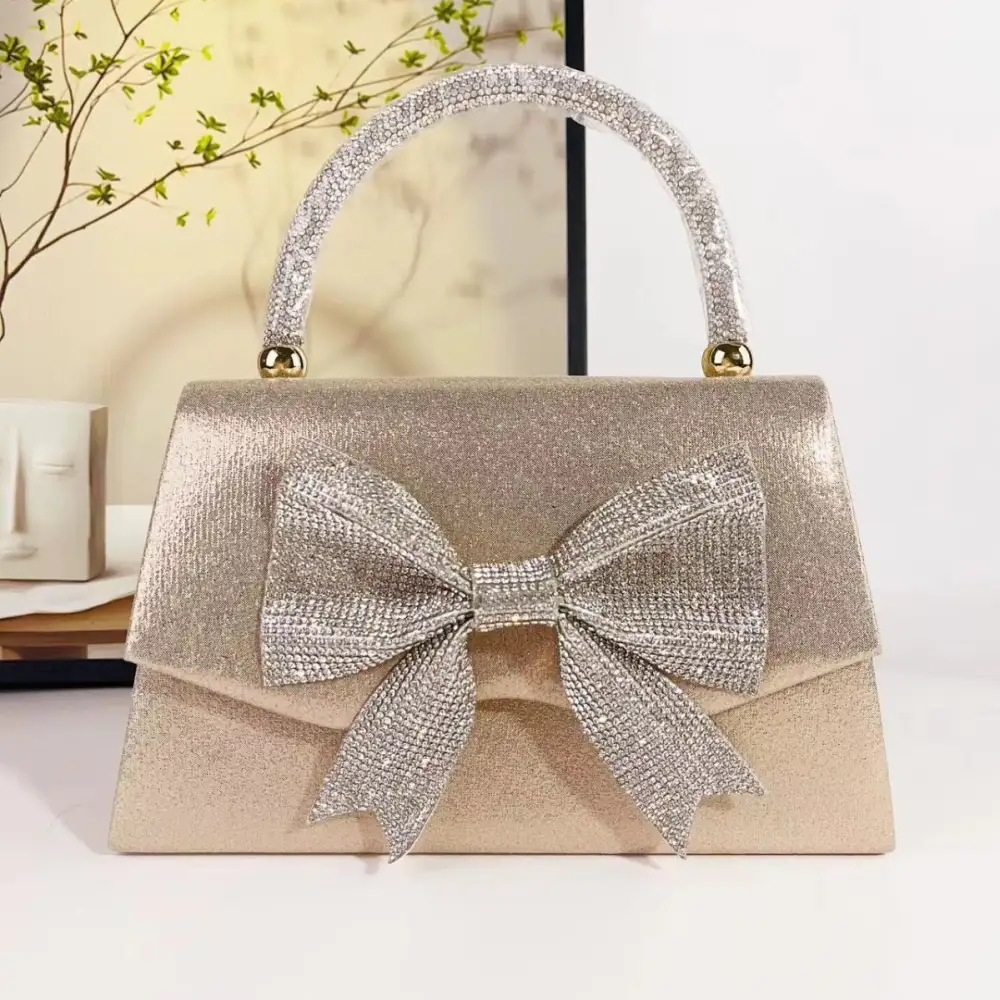Rhinestone Bow Detail Clutch Bag