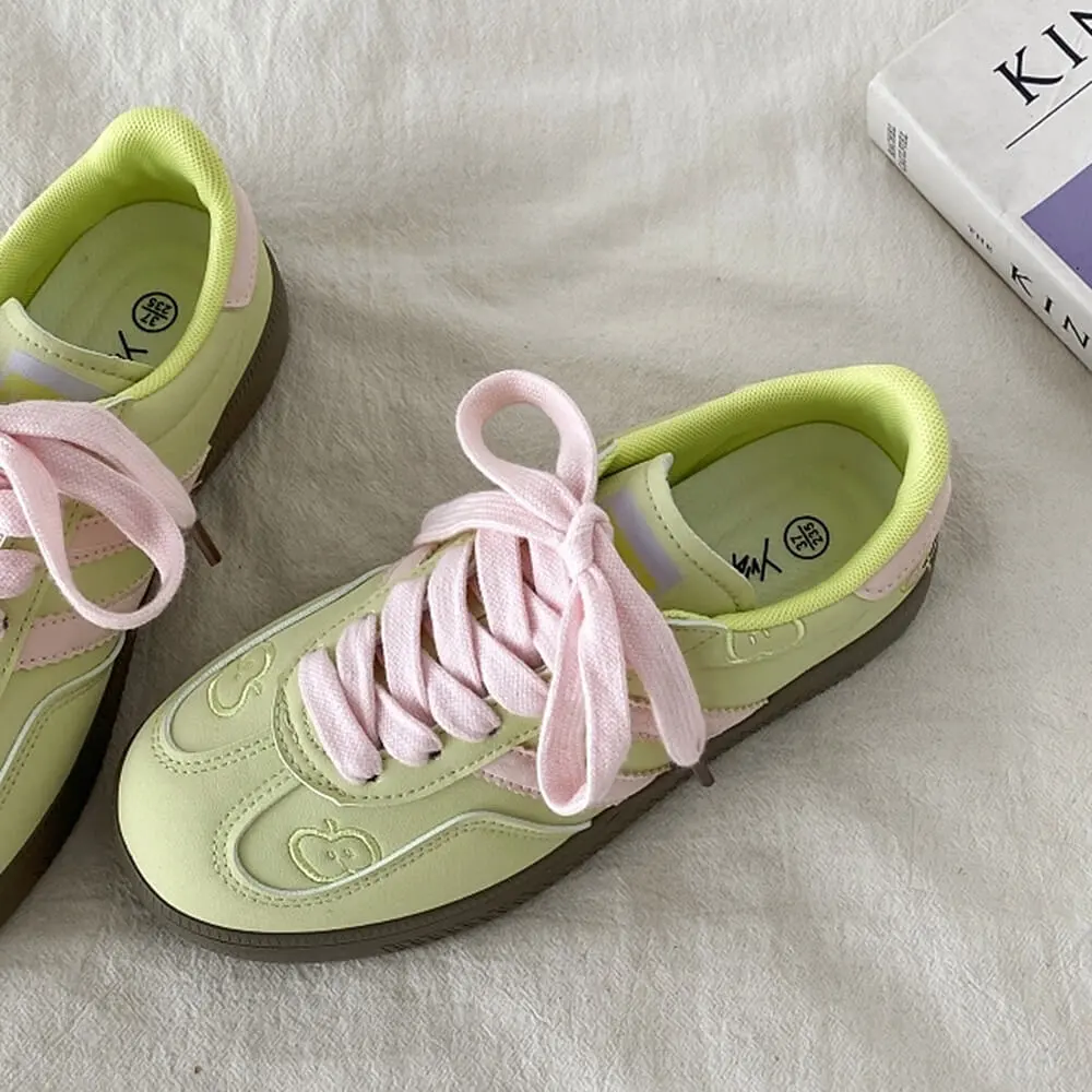 Apple on Toe Green Sneakers