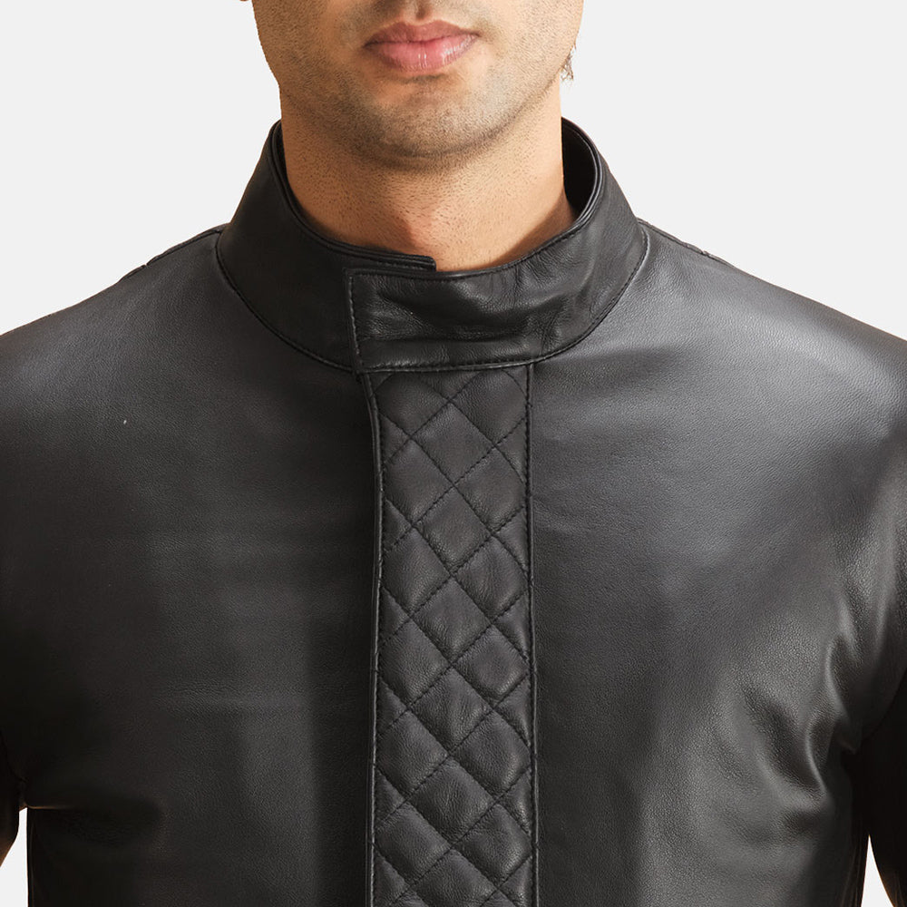 Men's Leather Quilted Coat
