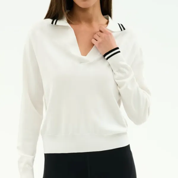 Lightweight Contrast-Stitch Knit Polo