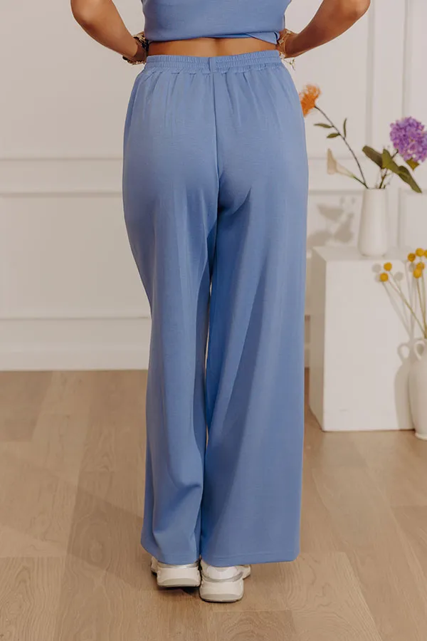 High Waist Relaxed Wide Leg Elastic Waist Stretch Pants