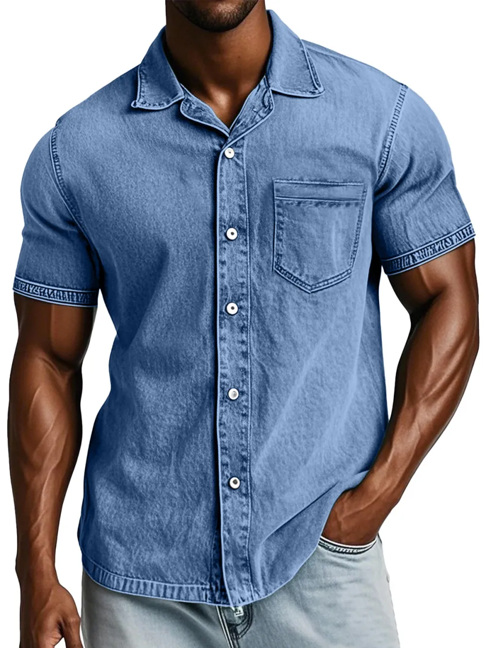 Everyday Short Sleeve Open Collar Shirt