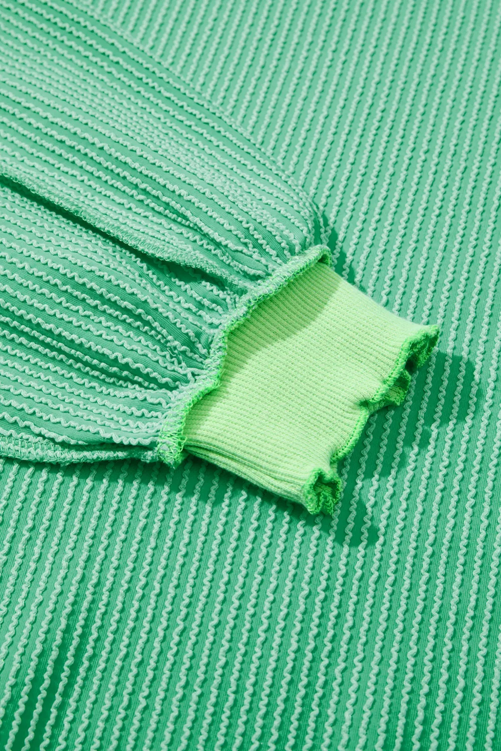 Bright Green Twisted Rib Uneven Top