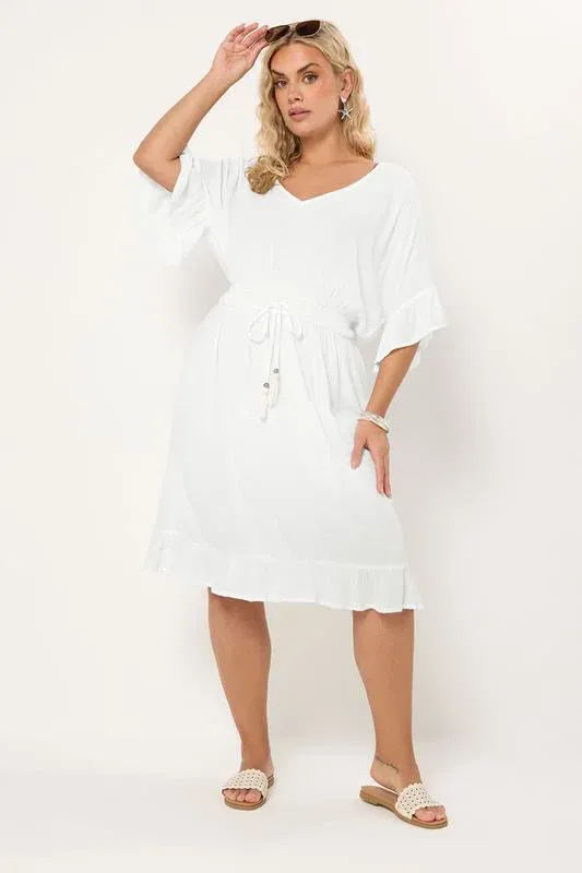 White Crinkle Beach Dress