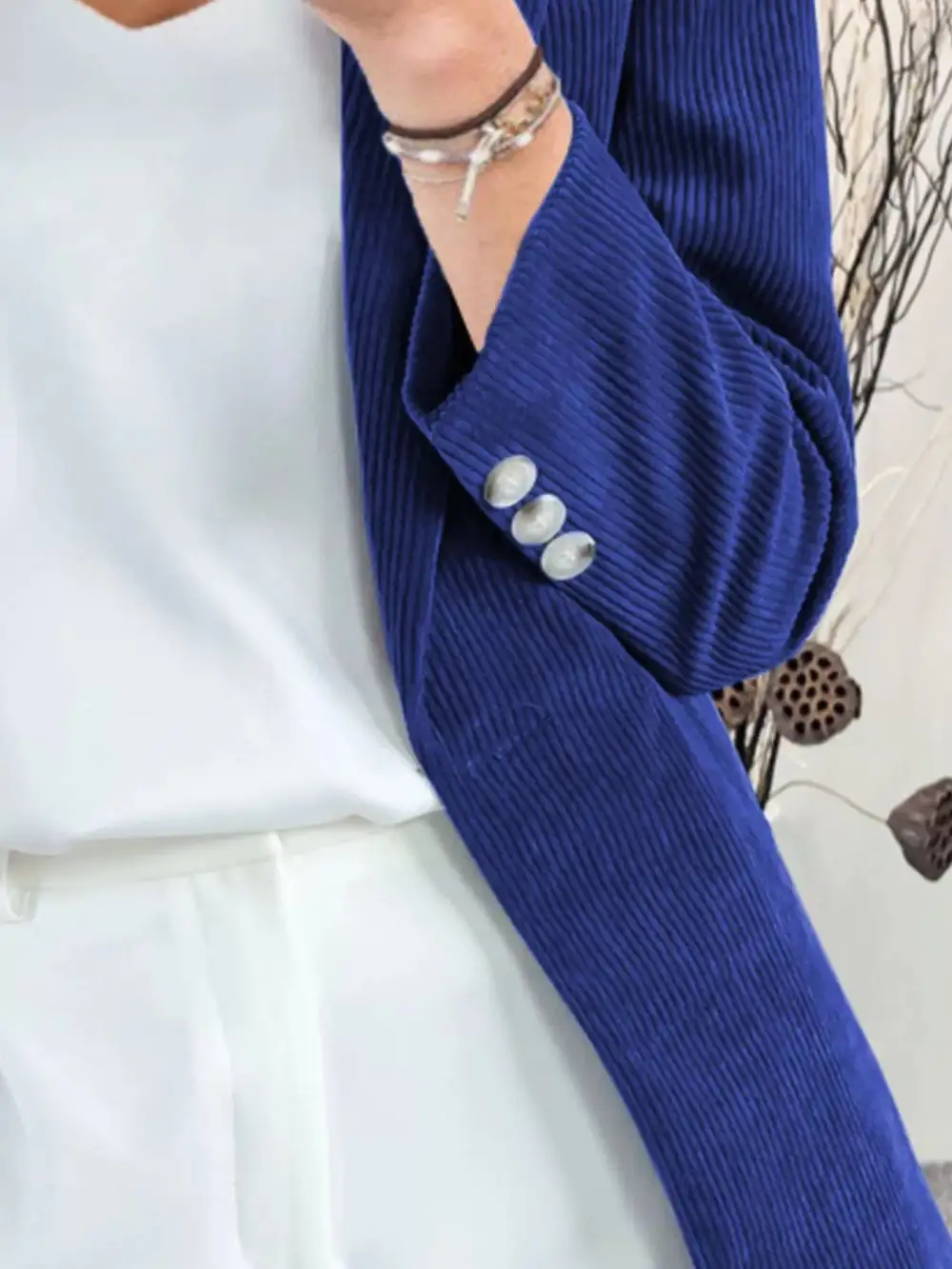 Lapel-Collar Corduroy Blazer