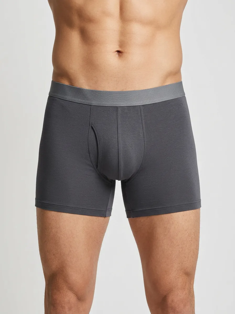 Men's Solid Elastic Waistband Textured Finish 3-Pack Boxer Briefs