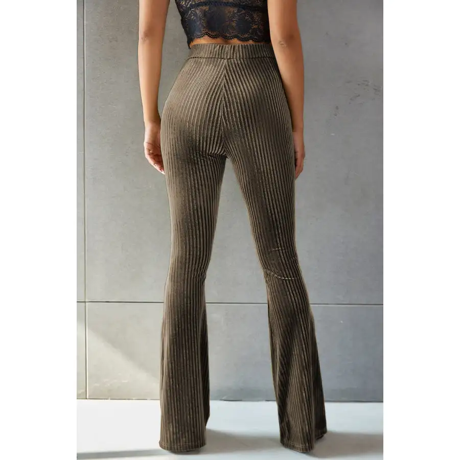 Ribbed High Waist Flare Pants