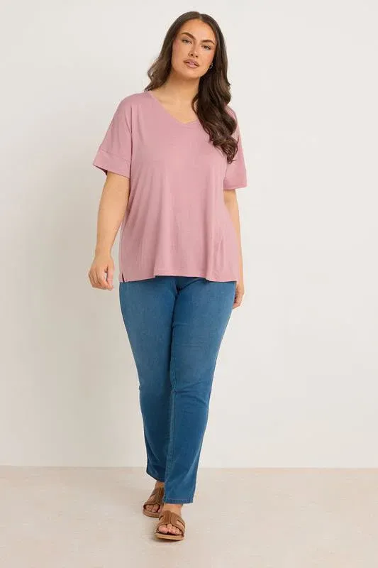 Rose Pink V-Neck Modal Rich T-Shirt