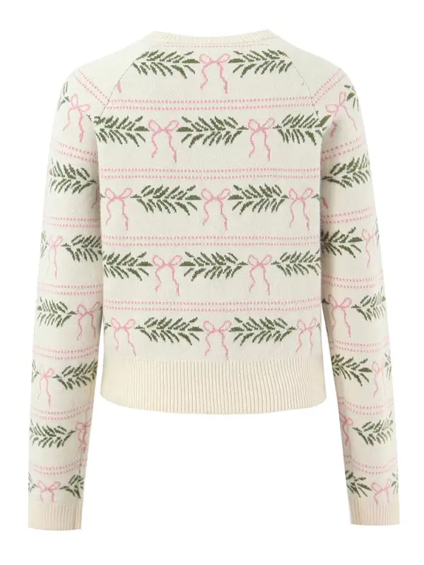 Bow Printed Button Up Cardigan