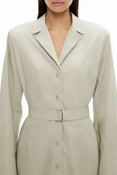 Plain Color Lapel Dress