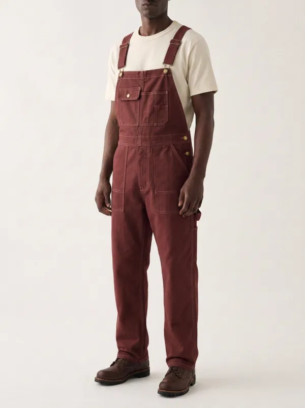 Men's Casual Utility Olive Green Cotton Bib Overalls