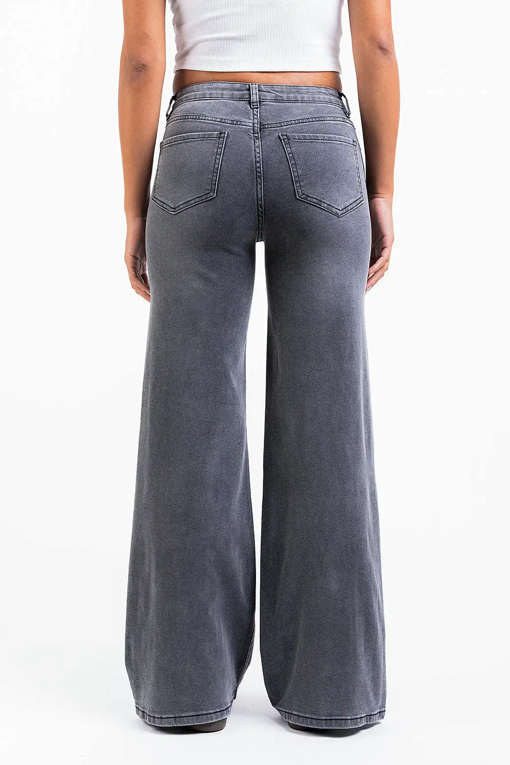 Casual Low Rise Wide Leg Jeans