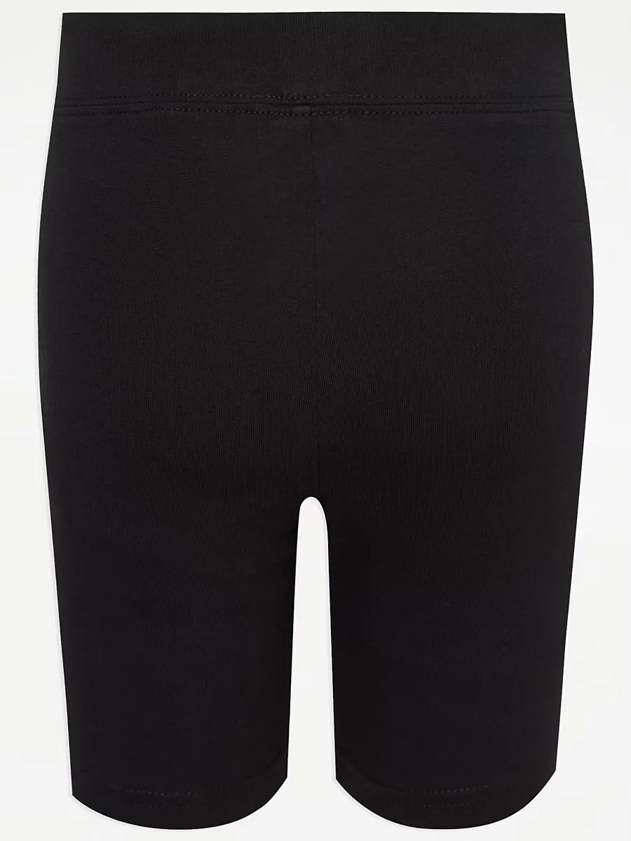 Black Cotton Rich Jersey School Cycling Shorts 5 Pack