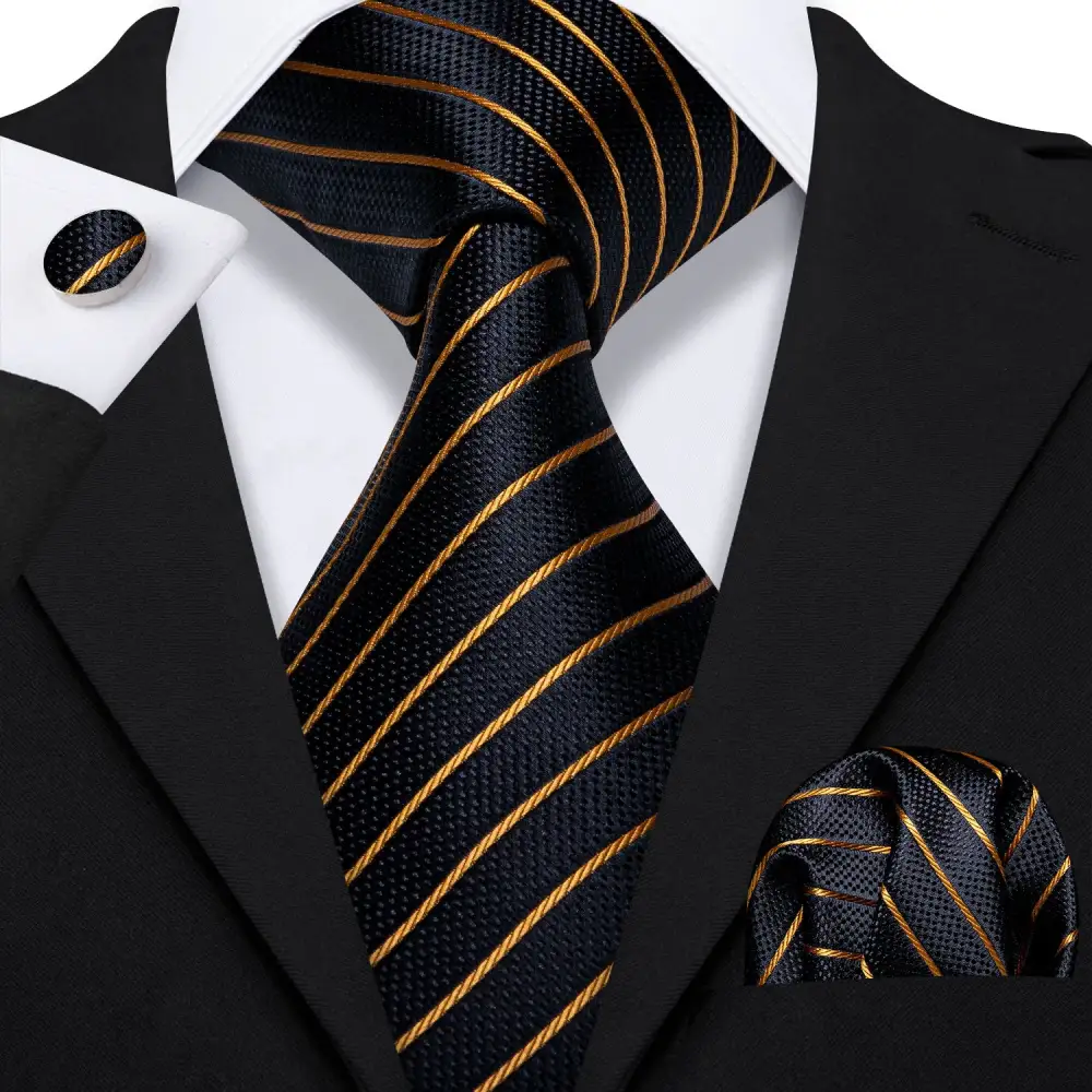 Modern Striped Business Silk Necktie Set