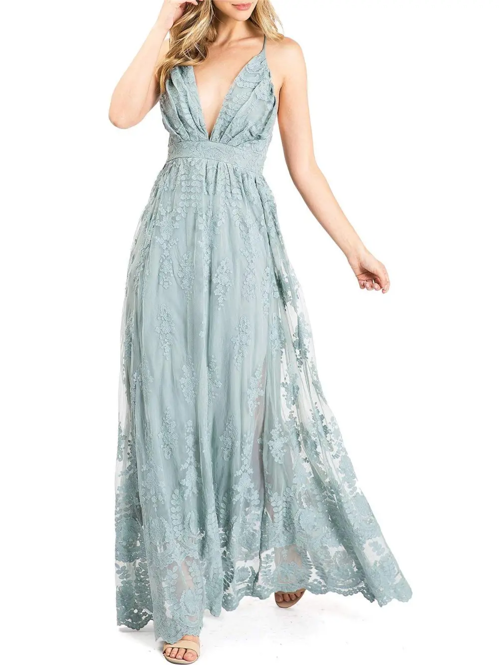 Deep V-Neck Maxi Dress