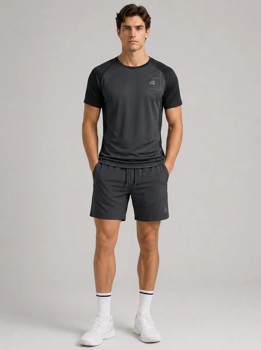 Men's Athletic Gym Training Logo Printed Sportswear Set