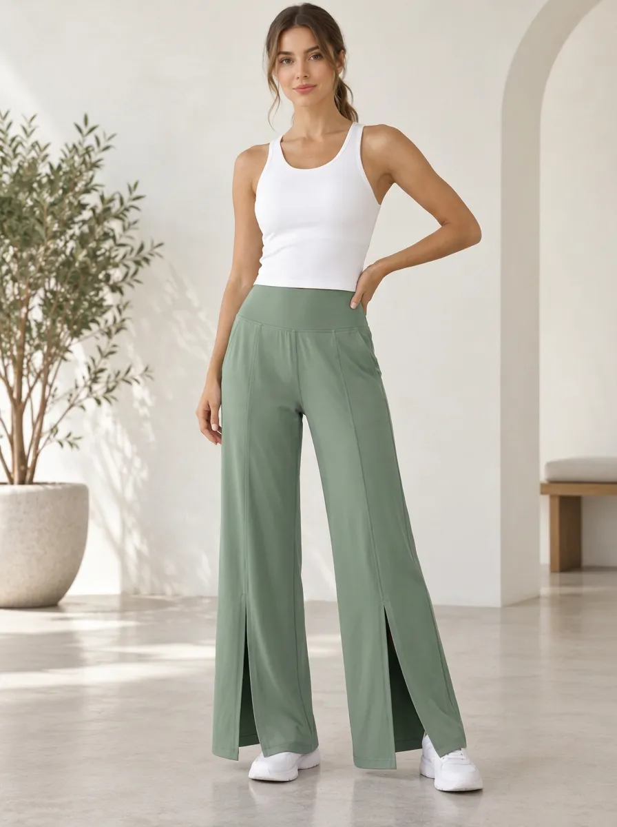 Active Balance Women's Wide Leg Slit Yoga Pants