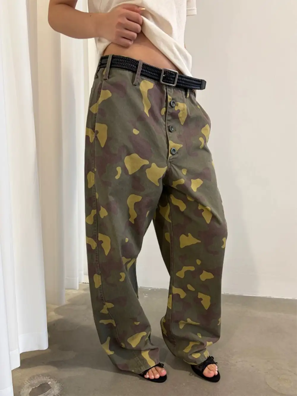 Wide-Leg Camouflage Utility Pants