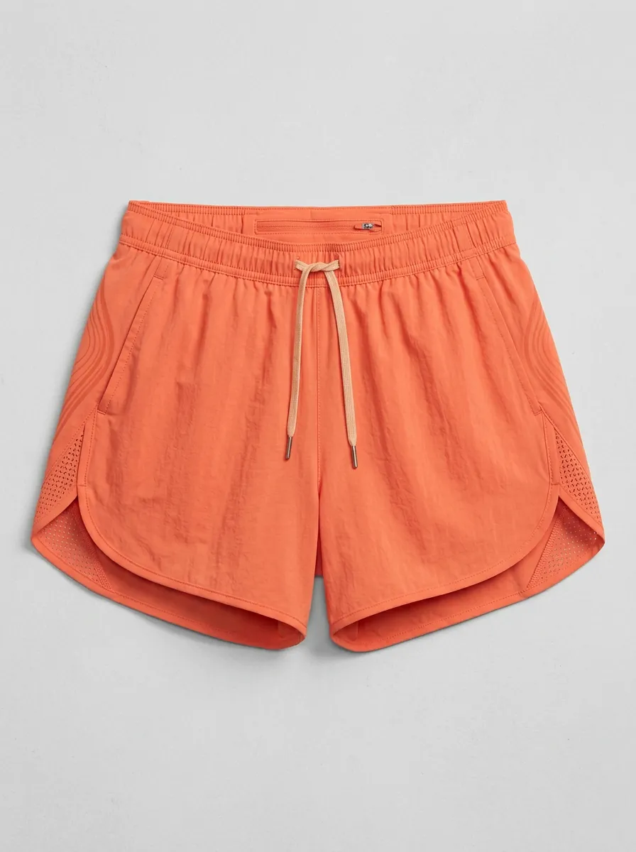Women's Athletic Running Coral Mesh-Trimmed Drawstring Shorts