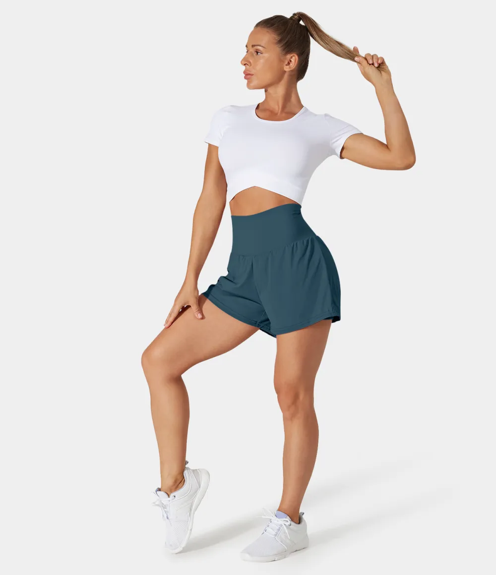 2026🔥  Super High Waisted Back Pocket & Side Hidden Pocket 2-in-1 Yoga Shorts 2.5