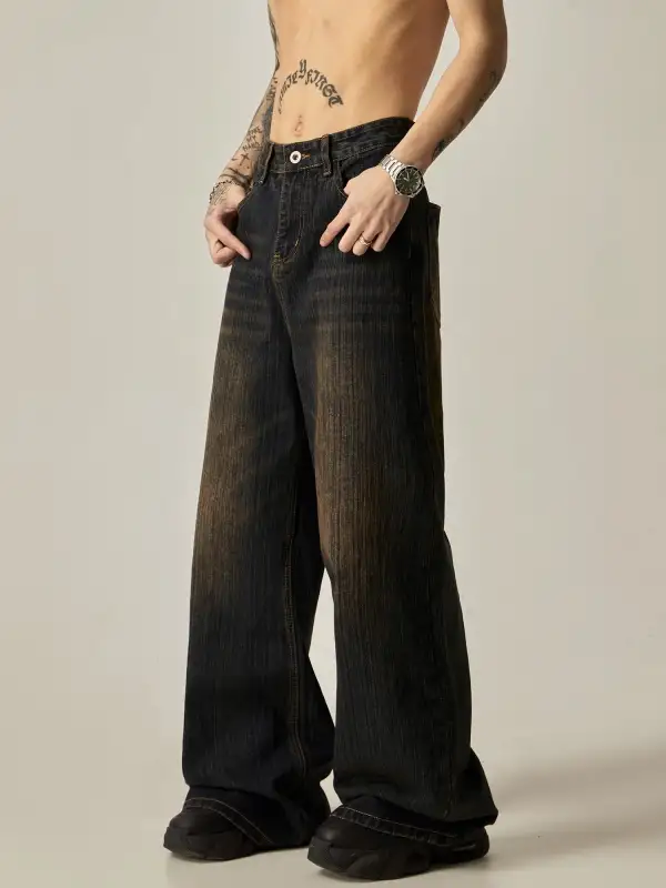 Ultra-Wide Washed Jeans