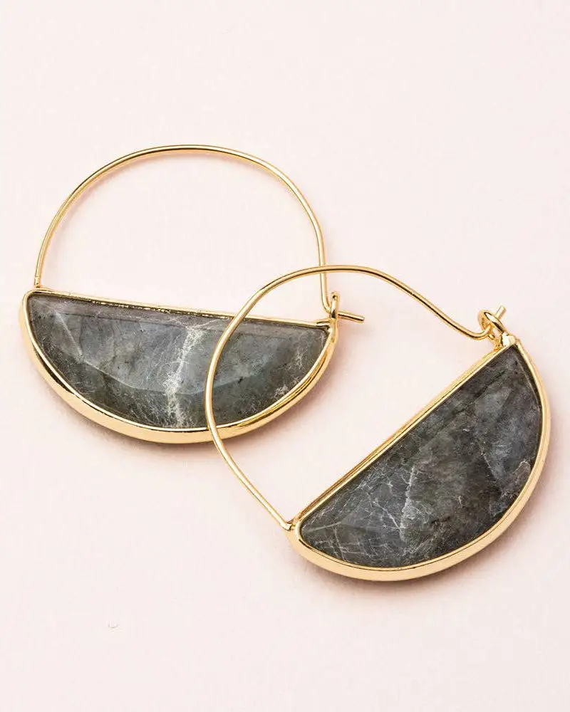 Wire Gemstone Classic Hoop Earrings
