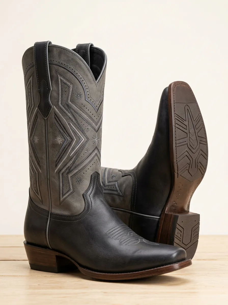 Men's Western Cowboy Star Embroidered Western Boots