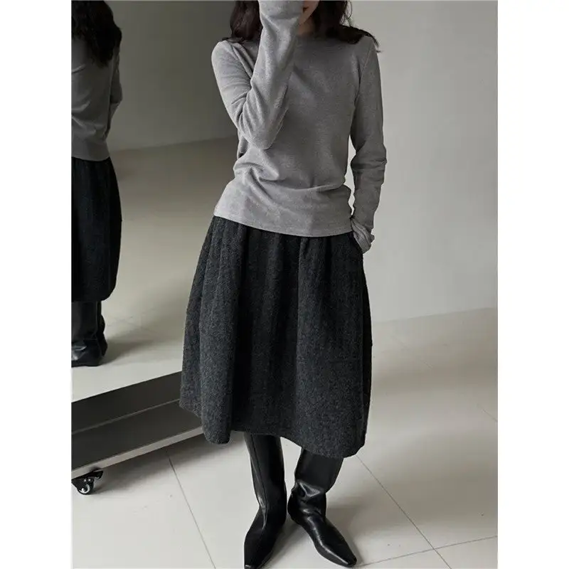 Fleece Cotton T-Shirt Slim Fit Long Sleeve