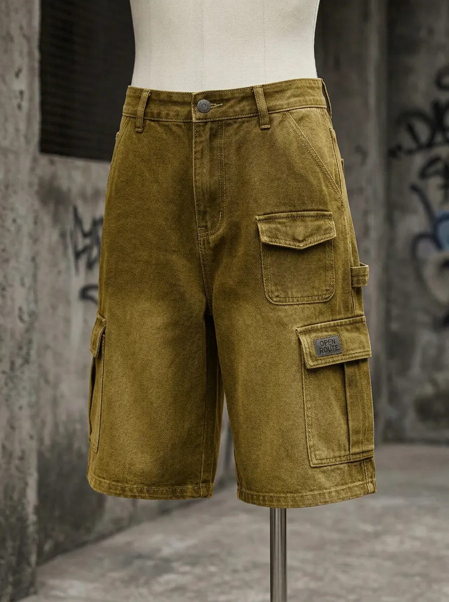 Outdoor Cargo Denim Washed Men's Cargo Shorts