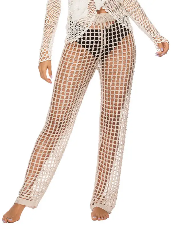 Feminine Hollow Trousers Knitted Pants Swimsuit