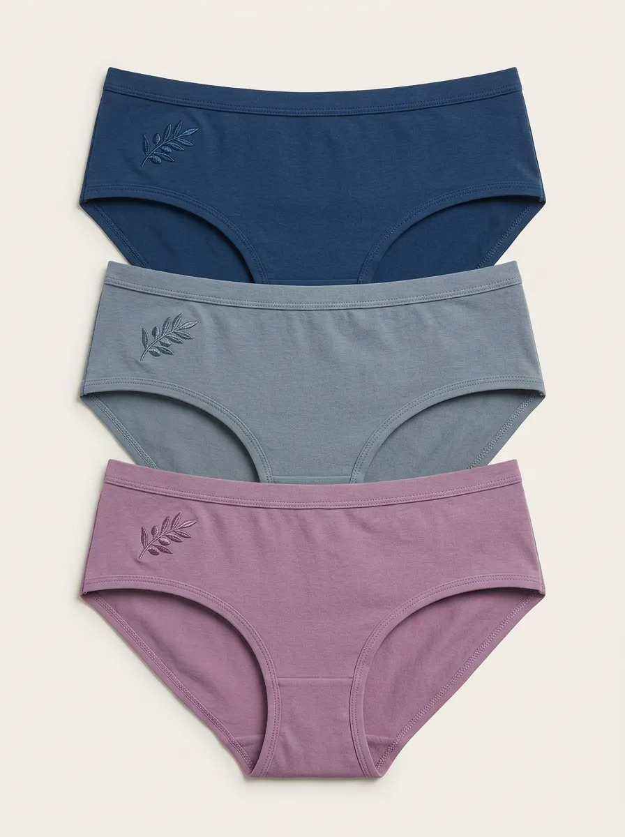 Women's Leaf Embroidered Classic Brief Set
