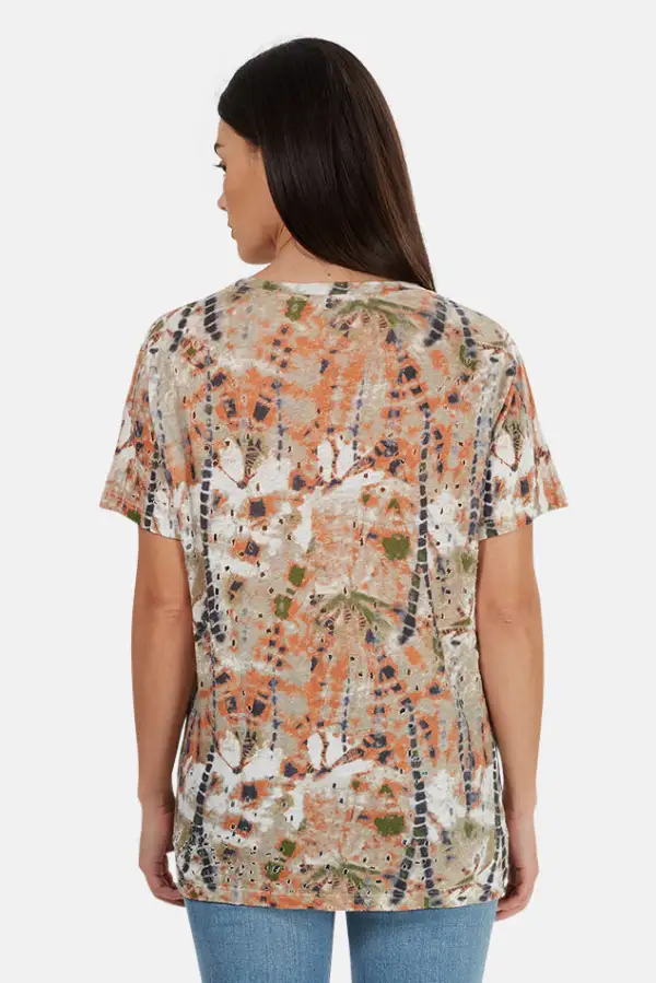 Linen Distressed Tie-Dye T-Shirt
