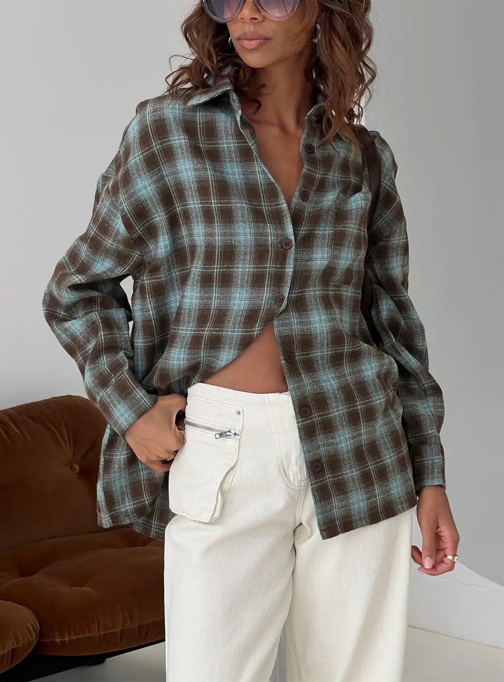 Easy Draped Button Up Collared Shirt