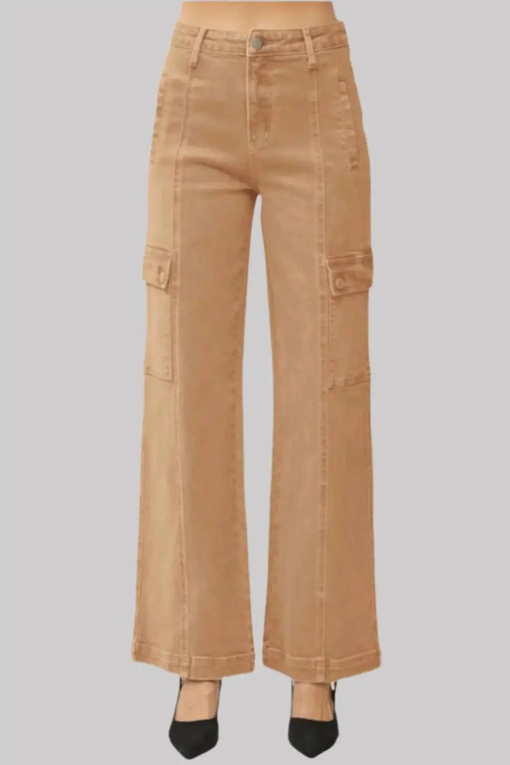 High Rise Wide Leg Cargo Denim Jeans
