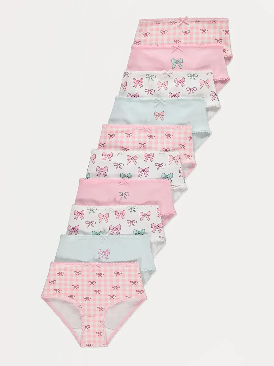Bow Gingham Briefs 10 Pack